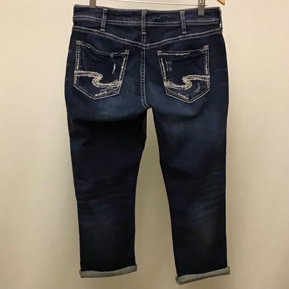 Silver Jeans 31 (10) Suki Capri Women’s Jeans Mid Rise Stretch Distressed - Picture 5 of 11